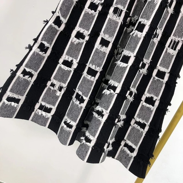 フリンジブロックデザインスカート Selectshop Mymee