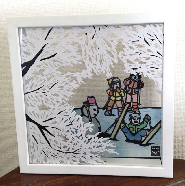 切り絵立体箱 スキー 浦野栄一 Official Shop