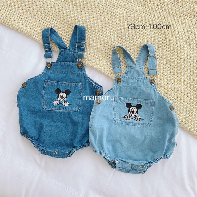 送料無料 ライトブルー80即納可 送料無料 ベビーふく デニム オーバーオール ベビー服 韓国子供服 ミッキーマウス 73cm 100cm 015 Mamoru