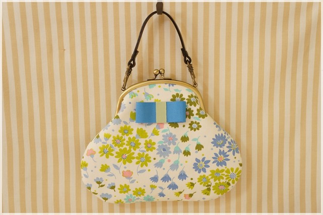 ヴィンテージフラワープリントの持ち手付きポーチ Papillon Vf Wbg Handmade Bag Peana