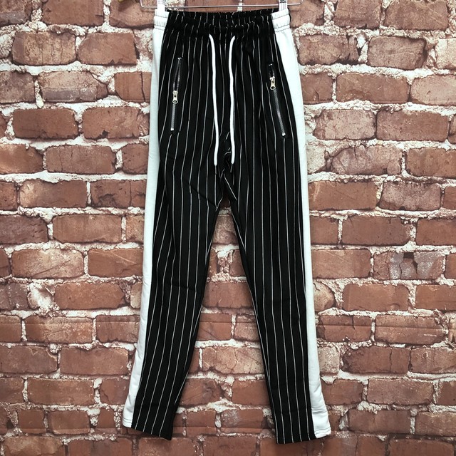 ストライプ柄 サイドライントラックパンツ ストライプジョガーパンツ ストリート K S Japan