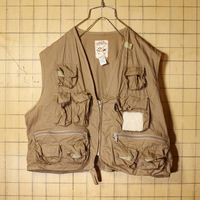 70s 80s Usa製 Sportline フライ フィッシング ベスト メンズxl ベージュ 釣り アウトドア キャンプ アメリカ古着 aw60 古着屋ataco Garage