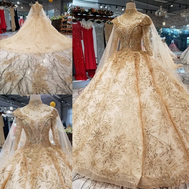 カラードレス ゴールド ハンドビーディング プリンセスライン タンクトップ マタニティ 花嫁 ウェディングドレス Cinderelladress