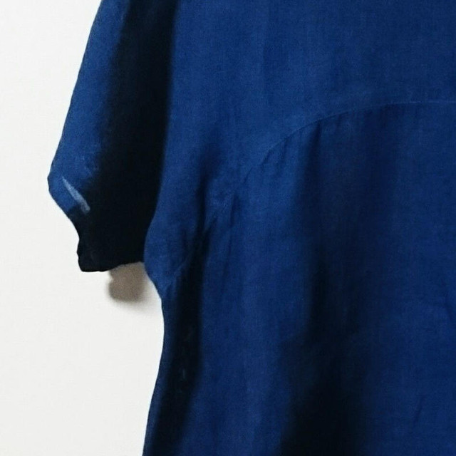藍染リネン フレンチスリーヴワンピース Chandrakala
