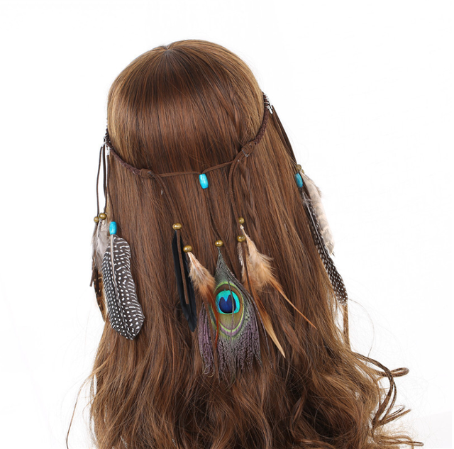 フェザー ヘッドバンド ヒッピーバンド ボヘミアン Geschenk