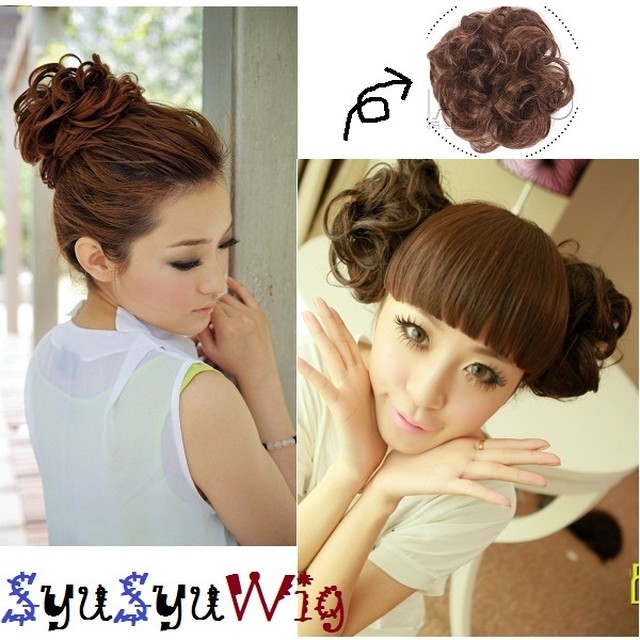 ゴム入り シュシュお団子盛りウィッグ つけ毛 おだんご ウィッグエクステ雑貨pinky Refine