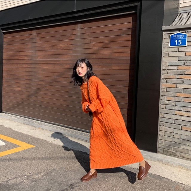 大注目 可愛い 韓国ファッション A厚手 エレガント 長袖 アバンギャルド シンプル ワンピース 75shops