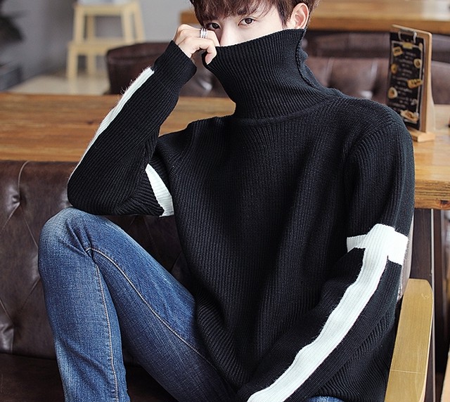 タートルネック メンズセーター ニット 韓国ストリート プルオーバー ぐるぐる