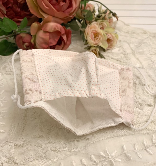 手作りマスク 清楚なレースプリント ２枚組 Amele アメル アウトフィット ブライス Imda 幼sd