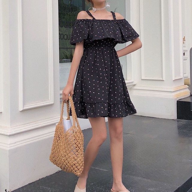 18夏のストラップレス 花柄 シフォン ストラップレス ショートスカート ワンピース 523 Leaflower 001 リーフラワー レディースファッション専門店