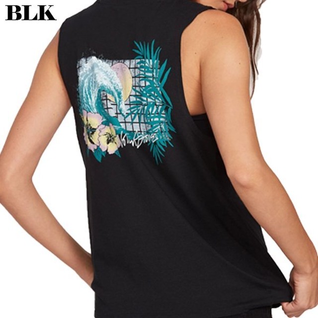 B ボルコム タンクトップ レディース 半袖 スポーツウェア ホワイト ブラック 白 黒 S M Stone Hour Tank Volcom Beachdays Okinawa