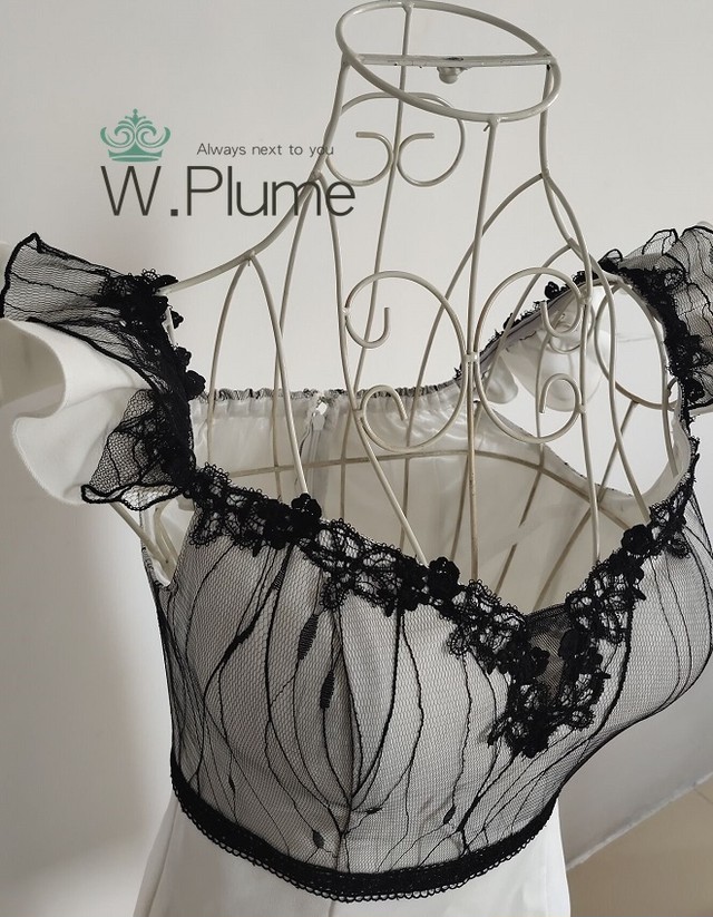 黒玉ネットオフショルワンピース ９号 １０１３９６ W Plume