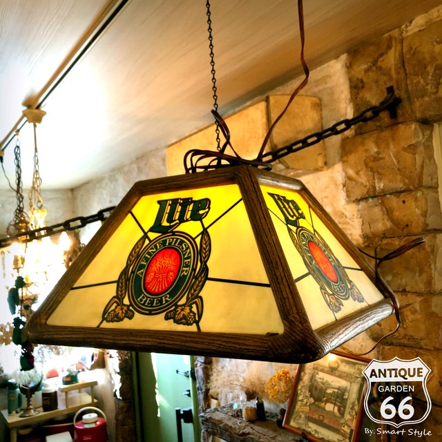 Miller Lite ビール スクエア アドバタイジング シェード アメリカ ヴィンテージ ペンダントライト K 073 040 Antique Style アンスタ アメリカ買付けのヴィンテージ アンティークのおみせ