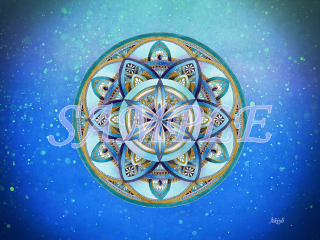 緑龍と曼荼羅 ポストカード 印刷 幸せ波動アート 晃世