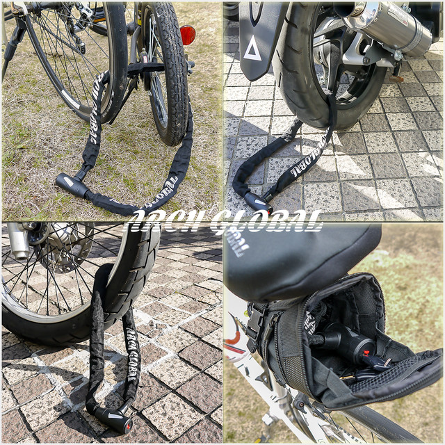 Arch Global サイクル店員が推奨する 自転車 鍵 チェーンロック 軽量コンパクト仕様 サドルバッグにも収納可 使いやすいワンタッチモデル 100cm 特殊ディンプルキー 鍵穴カバー付き Archglobal