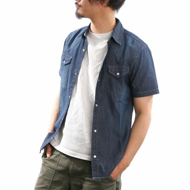 ファッションのインスピレーション ラブリー半袖 デニム シャツ メンズ