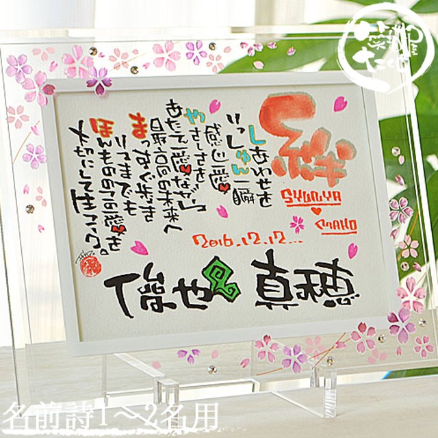 選べるガラスフレーム2L【名前詩 2人・フルネーム1人専用】誕生日 結婚記念日 お祝い ウエルカムボード 名前入りギフト 名前ポエム