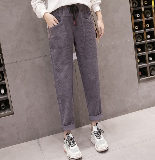 コーデュロイパンツ イージーパンツ レディース ウエストゴム パンツ カジュアル シンプル ボーイッシュ 韓国 オルチャン 韓国ファッション 新作 秋冬 秋 冬 Om 174 Musubi Me 韓国 オルチャン レディースファッションのお店
