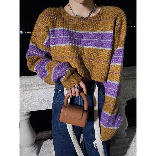 khaki border knit