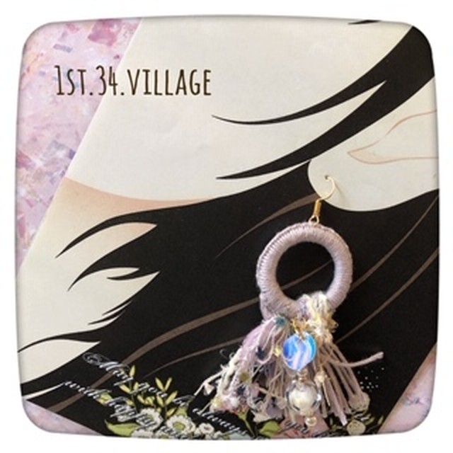 引き揃え糸のフープタッセルピアス ダスティパープル Petit Ange Handmade Creator Team