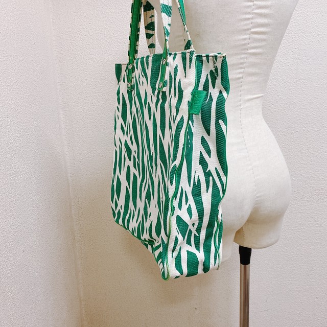 ダイアンフォンファステンバーグ トートバッグ 白緑色 キャンバス 帆布 Diane Von Fustenberg Uta