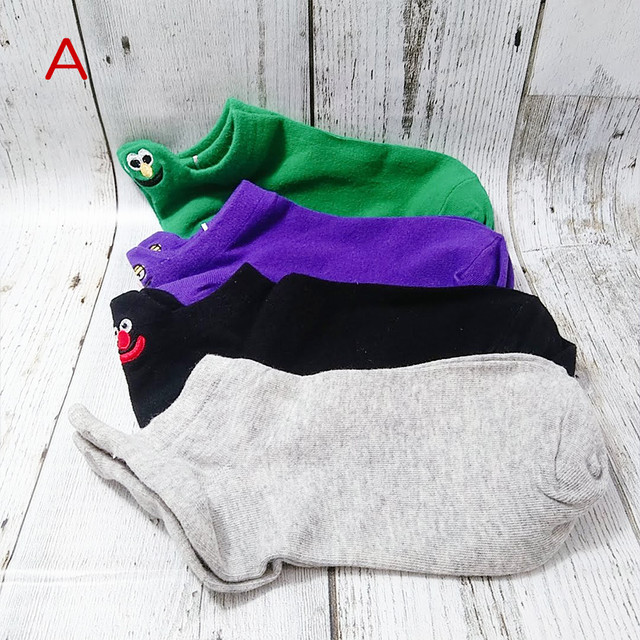 送料無料 靴下 セサミのくるぶし原色ソックス エルモやクッキーモンスター 4足セット リーブルモール Libre Mall