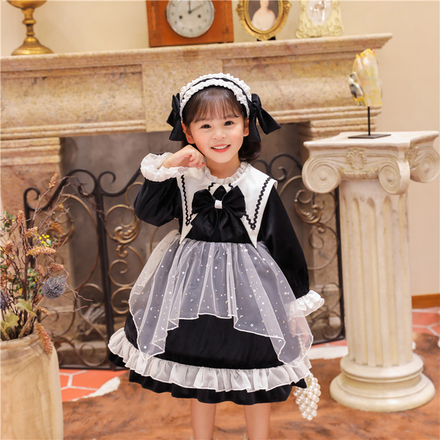 甘カワロリータ ヘア髪飾り付き キッズおしゃれなレース ドレス ワンピース フリル コスプレ 90cm 100cm 110cm 1cm 130 140 150 子供服 子ども服 女の子 七五三 黒 ピンク ブラック 入学式 卒園式服 発表会 結婚式 カジュアル キッズ プチプラ ジュニア おしゃれ
