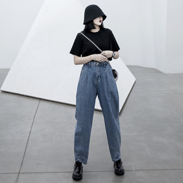 ボトムス パンツ ブルー デニム ジーンズ ハーレムパンツ ハイウエスト