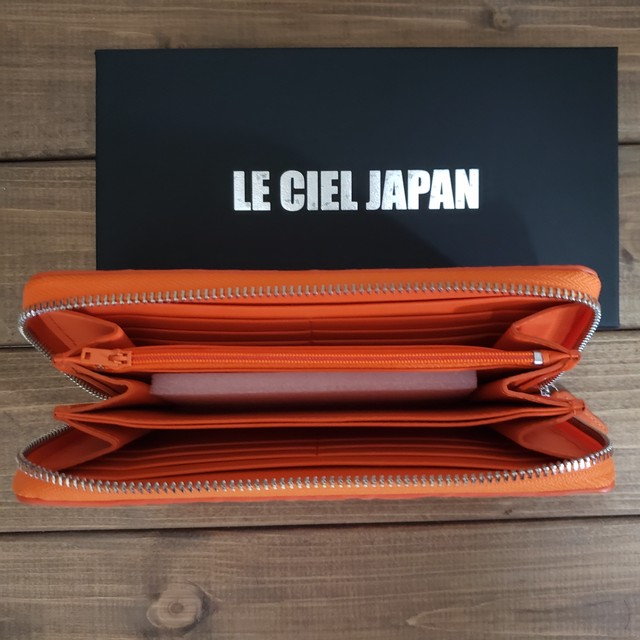 訳あり商品 クロコダイル革 レディース メンズ財布 ラウンドファスナー オレンジ Le Ciel