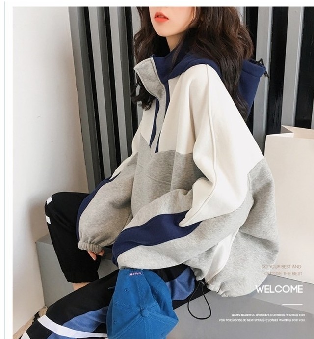 韓国 トレーナー レディース 生地厚い スウェット ジャケット 韓国 オルチャン 原宿系 トレーナー 大人 カジュアル 2t 2色 フリー Basecamp49