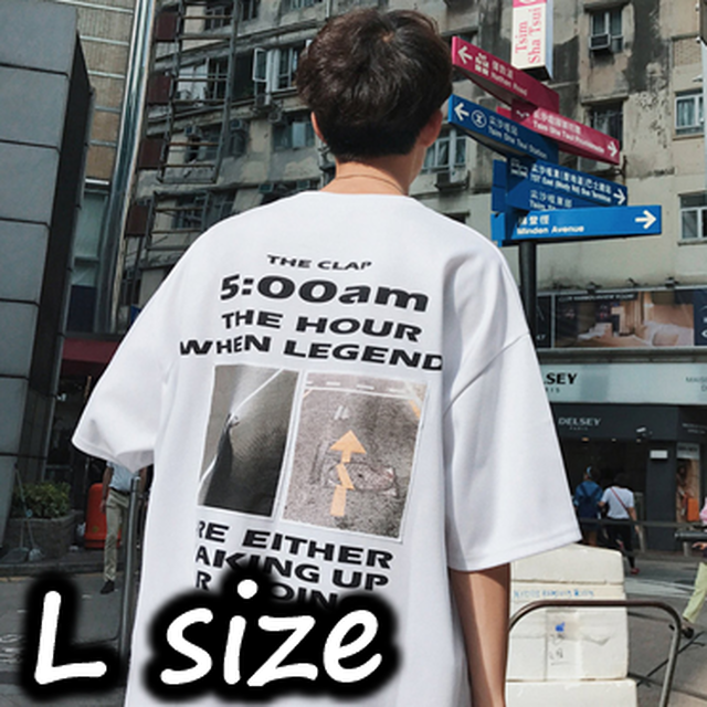 バックプリント ｔシャツ メンズ レディース オーバーサイズ 白 ストリート系 ビッグシルエット 韓国 ホワイト ｌ Apa