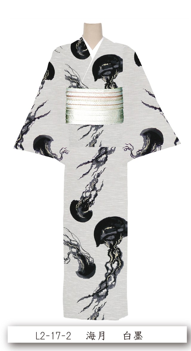 井登美 Itomi 優華壇ゆかた 浴衣 夏着物 L2 17 2 海月 白墨 ジャパンリソースバンク