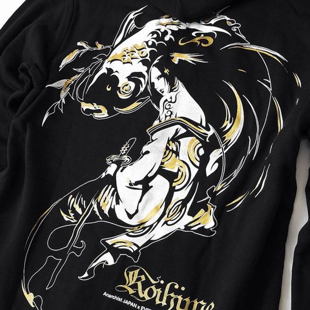 パーカー トップス メンズファッション 柔らかい生地 着心地抜群 エロかっこいい 鯉ガール 大胆プリント 裏起毛 ジップパーカー バックプリント ガールプリント トライブレンド生地 柔らか 高級感有り 暖か ガールイラスト 注目度抜群 クール イラスト 暖かい ワン