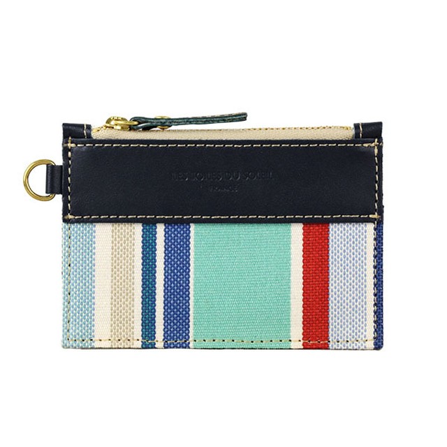 【LES TOILES DU SOLEIL】 コインカードケース(プチ カプリ ブラン ターコイズ/PETIT CAPRI Blanc Turquoise )ダークネイビー