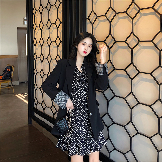 テーラードジャケット 袖折り返し 韓国ファッション レディース ジャケット 袖チェック柄 シングルボタン 長袖 レトロ Stitch Small Scented Wind Cuff Blazer Dtc 01 レディースファッション通販 Mask エムエーエスケー 大人可愛い韓国ファッション