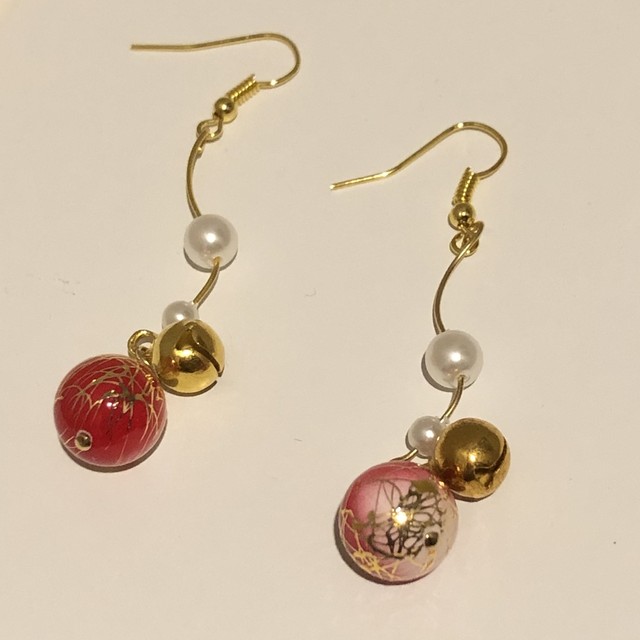 鈴付き和風ピアス イヤリング Mweeei