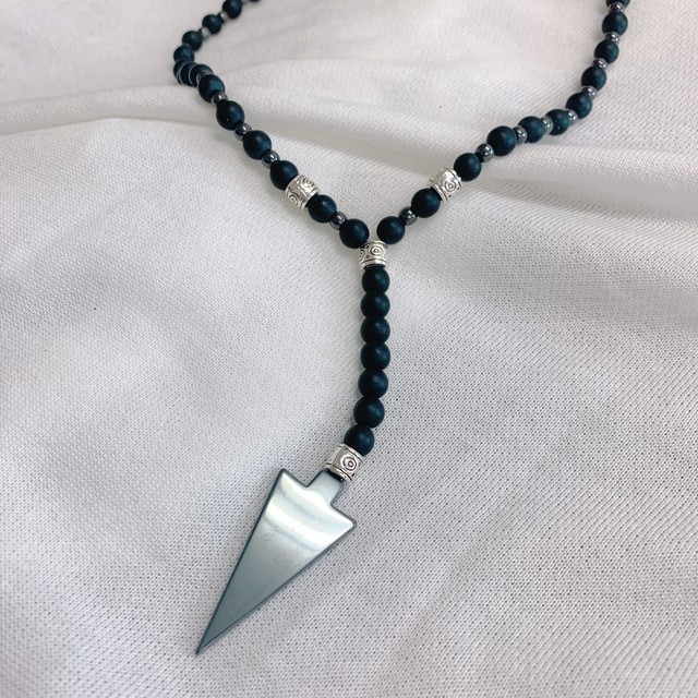 マットブラックオニキス ヘマタイト ペンダントネックレス Amour 贈