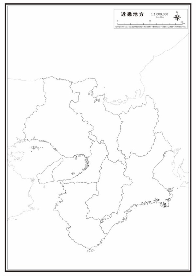 P1近畿地方 県域のみ K Kinki P1 楽地図 日本全国の白地図ショップ