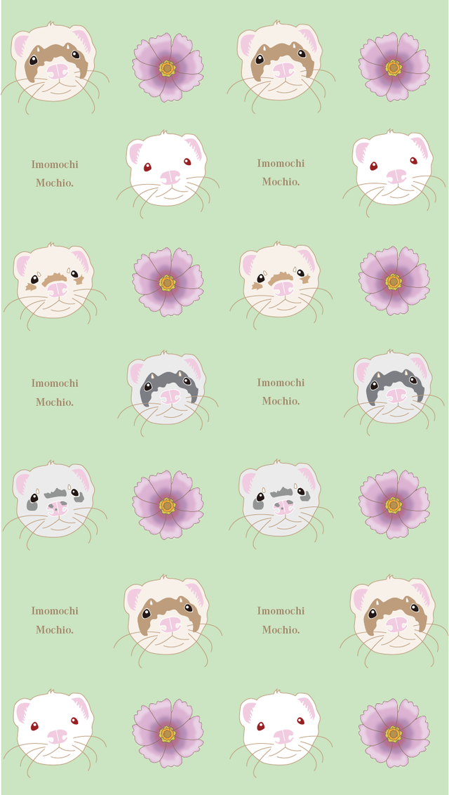フェレットとお花 壁紙 無料 Imomochi Mochio