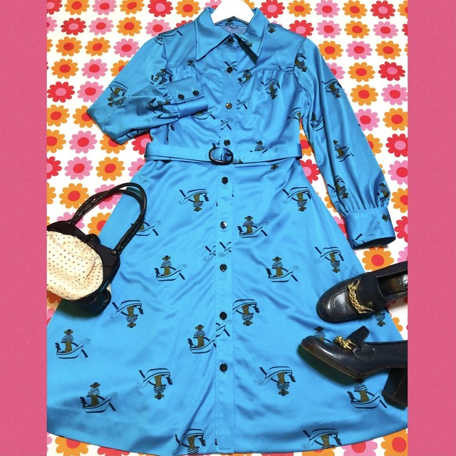 昭和レトロ ヴィンテージワンピース 70s サイケデリック Mods Op287 古着屋プチコション