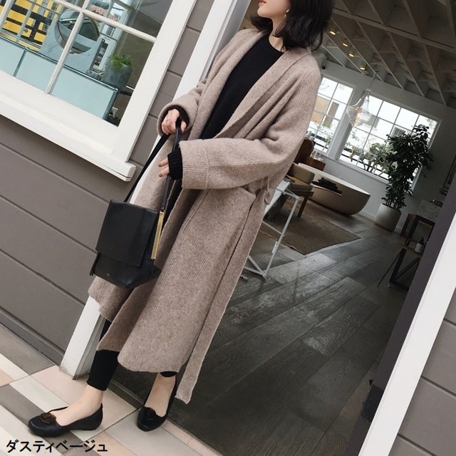 ローブカーディガン ニット コーディガン ロング丈 アウター 秋服 冬服 通勤 レディース I0117 Aeka Clothet For Worker