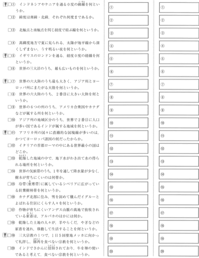 高校入試用一問一答形式教材 社会 初級 塾専用教材取扱所