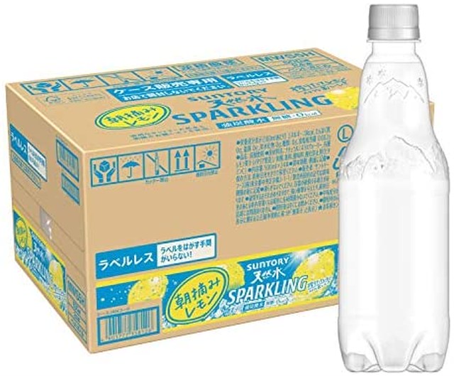 Jpcs 炭酸水 サントリー 天然水スパークリング レモン ラベルレス 500ml 24本 Az Japan Classic Store