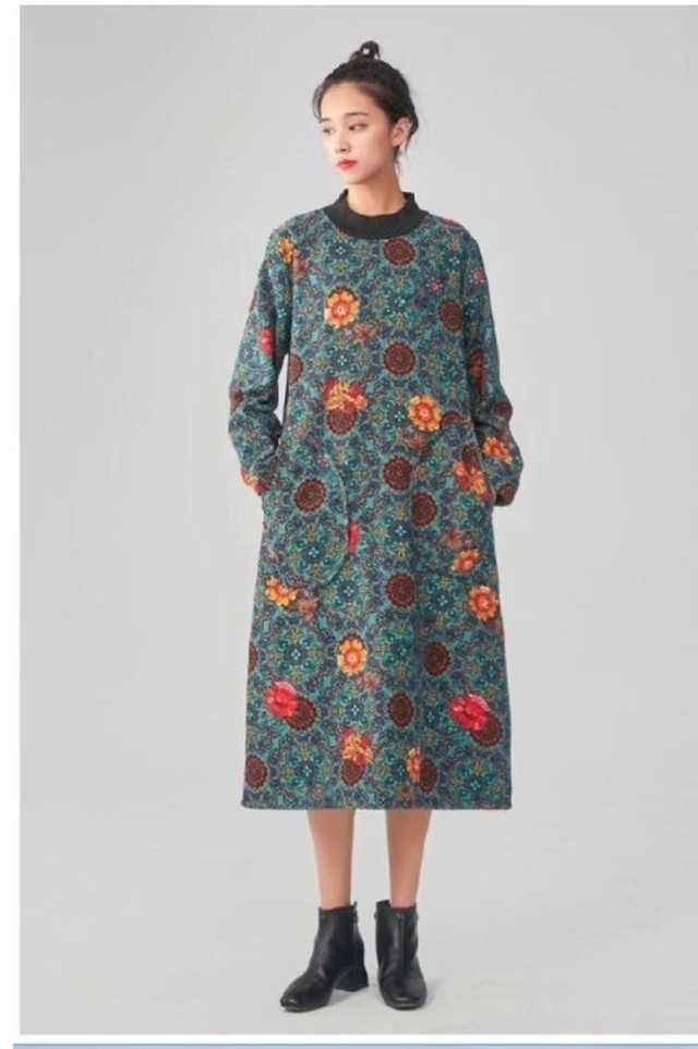 レディース ワンピース 春夏 ファナカ コットン レーヨン ビンテージ フラワー プリント レディース 春 夏 秋 冬 体 Basecamp49