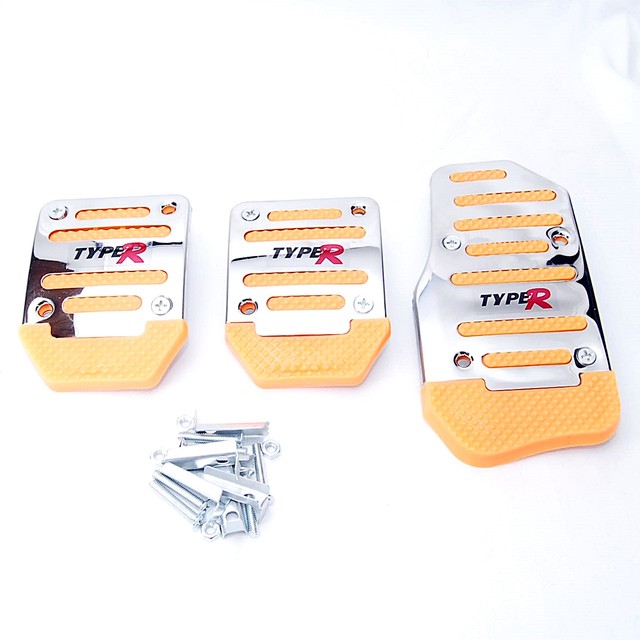 送料無料 Mt用 ペダルカバー Type R イエロー 3個セット アルミ ステンレス マニュアル Mt車 汎用 フットペダル 黄 ブレーキ アクセル Shop Tsukimi