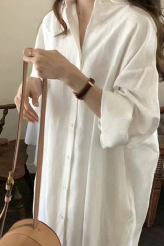 Mona H White シャツワンピース 韓国ファッション 韓国通販 韓国ファッションmona H