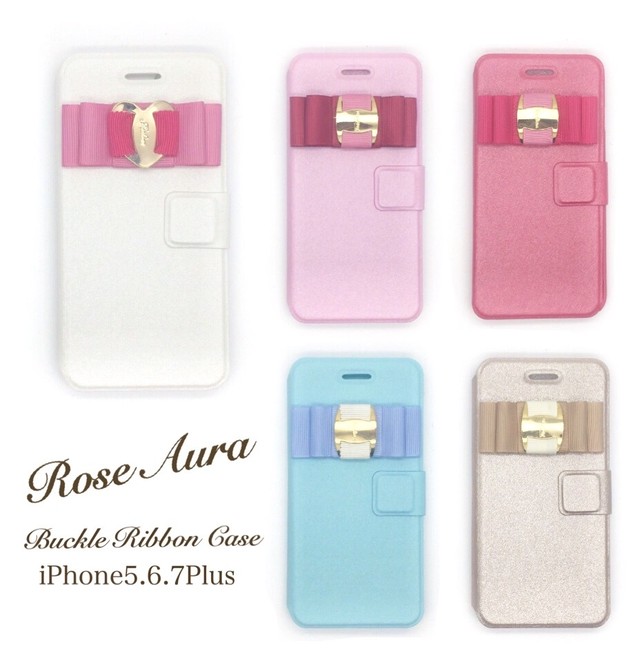 【即納】リボン付きiPhone手帳型ケース