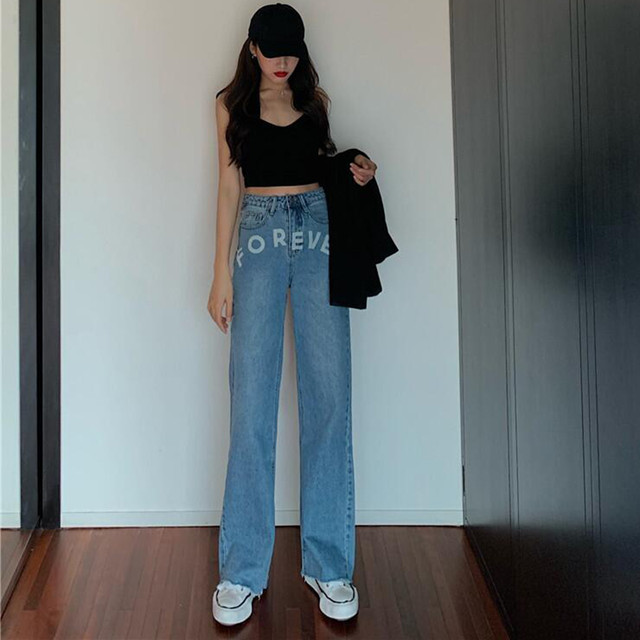 ウォッシュドレタープリントジーンズレディース夏ハイウエストゆるくて細いワイドレッグパンツドラッグパンツ ハイウェスト サマー 夏物 ワイドパンツ The Empress Chaos