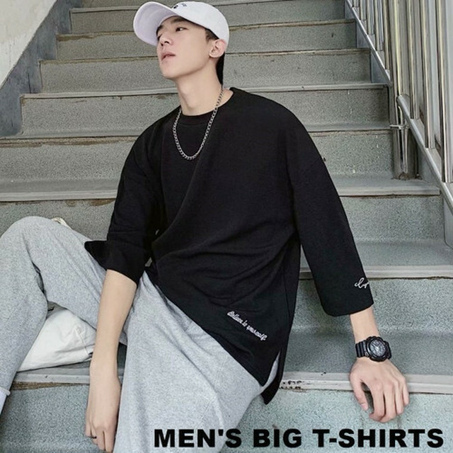 No 2617 ブラック Mサイズ メンズ トップス 黒 ビッグシルエット Tシャツ カットソー 七分袖 Next Dream