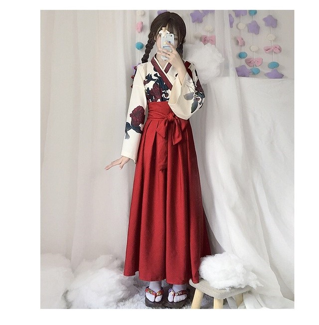超簡単に変身できる可愛い和服上下セットコスプレコスチューム忘年会フェスイベントキュートな装い気軽に着れるショート ロング丈の２タイプ２カラー アニメキャラ Dream Heart